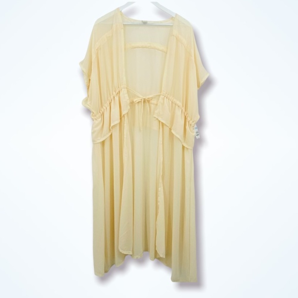 Chiffon Sheer Long Kimono Cardigan Cover Up Cheetah, Dusty Rose,Creamy Ivory - Picture 2 of 8